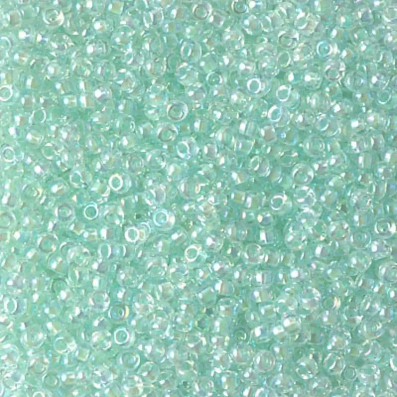Miyuki 11/0 Seed Beads, 11-0271, Light Mint Green Lined Crystal AB, 10g - The Argus Collection