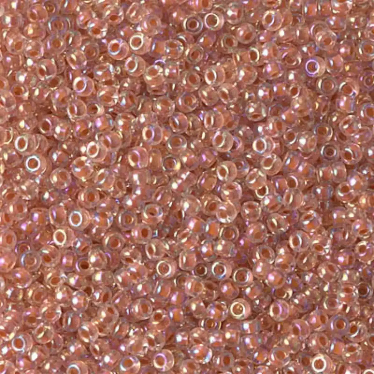 Miyuki 11/0 Seed Beads, 11-0275, Salmon Lined Crystal AB, 10g - The Argus Collection