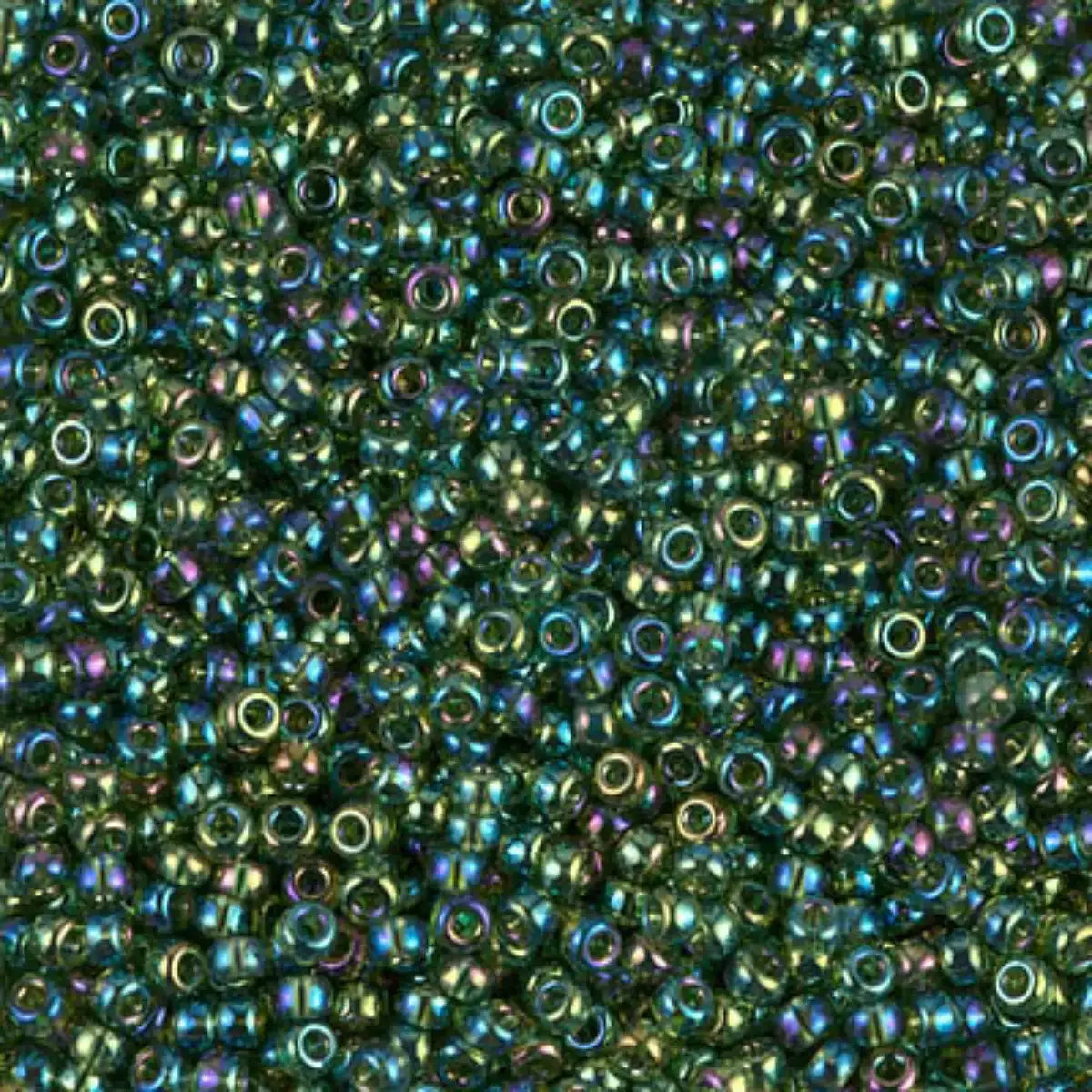 Miyuki 11/0 Seed Beads, 11-0288, Olive Green Lined Crystal AB, 10g - The Argus Collection
