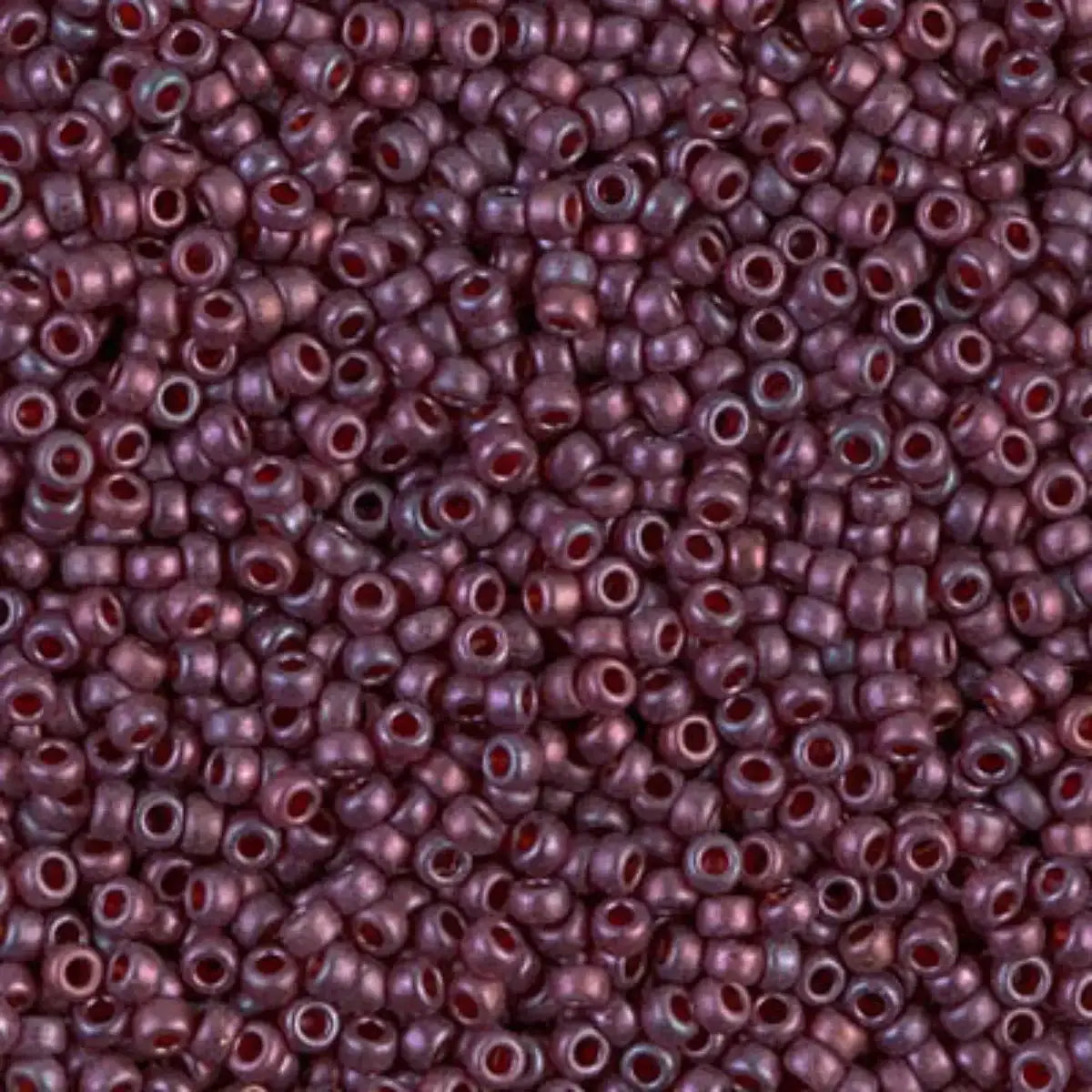 Miyuki 11/0 Seed Beads, 11-0313SF, Semi-Matte Cranberry Gold Luster, 10g - The Argus Collection