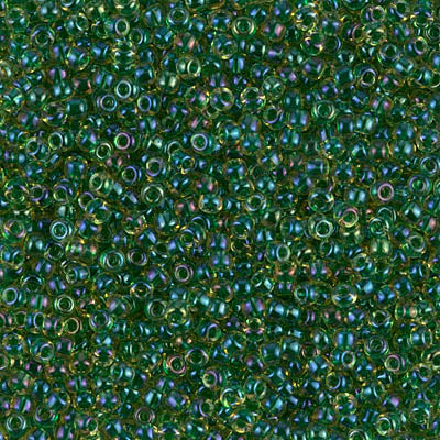 Miyuki 11/0 Seed Beads, 11-0331, Emerald Lined Light Topaz AB, 23g, - The Argus Collection