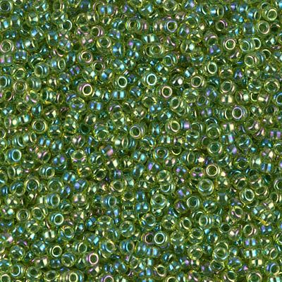 Miyuki 11/0 Seed Beads, 11-0341, Green Lined Chartreuse AB, 23g - The Argus Collection