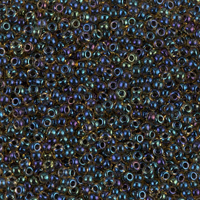 Miyuki 11/0 Seed Beads, 11-0349, Dark Blue Lined Topaz Luster, 23g - The Argus Collection