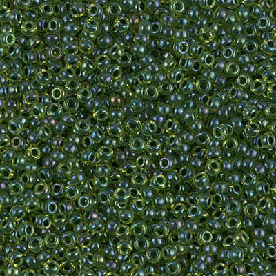 Miyuki 11/0 Seed Beads, 11-0350, Olive Lined Chartreuse Luster, 23g - The Argus Collection