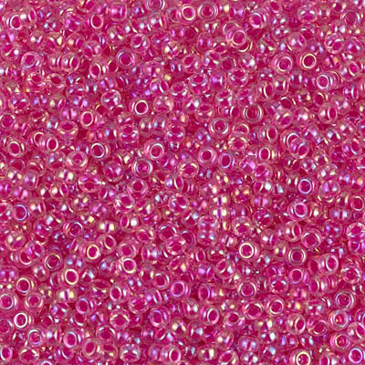 Miyuki 11/0 Seed Beads, 11-0355, Hot Pink Lined Crystal AB, 23g - The Argus Collection