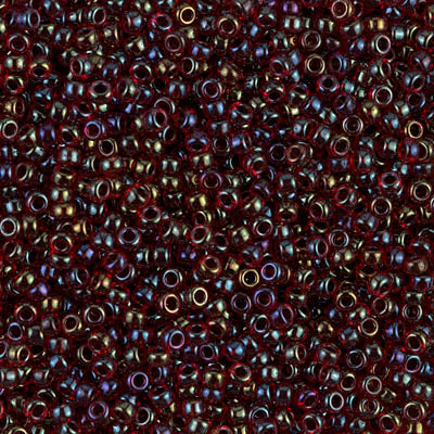 Miyuki 11/0 Seed Beads, 11-0367, Garnet Lined Ruby AB, 23g - The Argus Collection