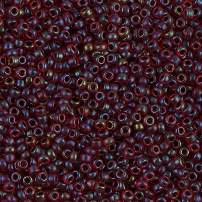 Miyuki 11/0 Seed Beads, 11-0367SF, Semi-Frosted Garnet Lined Ruby AB, 23g - The Argus Collection