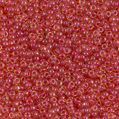 Miyuki 11/0 Seed Beads, 11-0373, Dark Rose Lined Light Topaz Luster, 23g - The Argus Collection