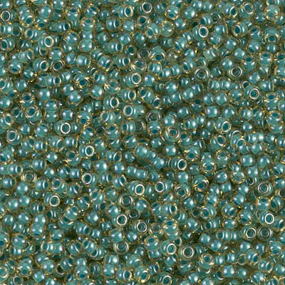 Miyuki 11/0 Seed Beads, 11-0374, Turquoise Lined Light Topaz Luster, 23g - The Argus Collection