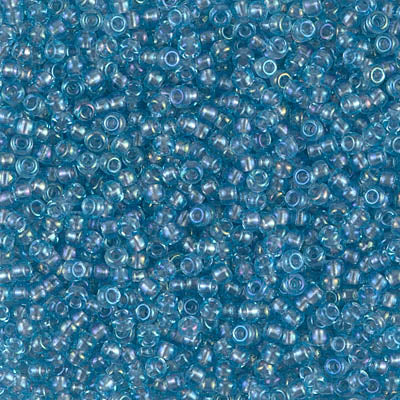 Miyuki 11/0 Seed Beads, 11-0376, Sparkling Gray Lined Aqua Luster, 23g - The Argus Collection