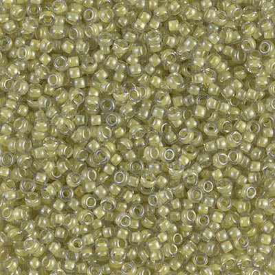 Miyuki 11/0 Seed Beads, 11-0378, Light Olive Lined Crystal Luster, 23g - The Argus Collection