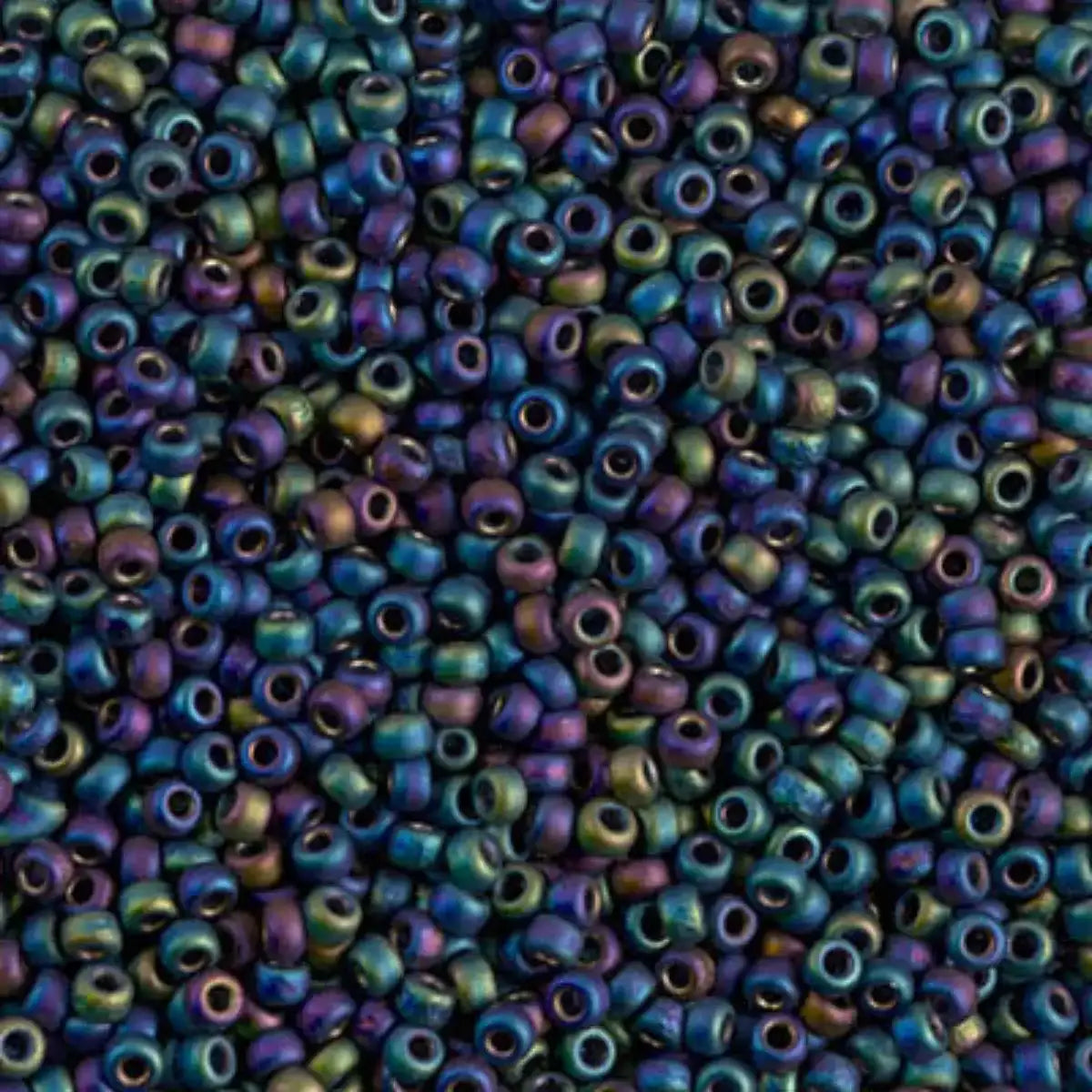 Miyuki 11/0 Seed Beads, 11-0401FR, Matte Black AB, 10g - The Argus Collection