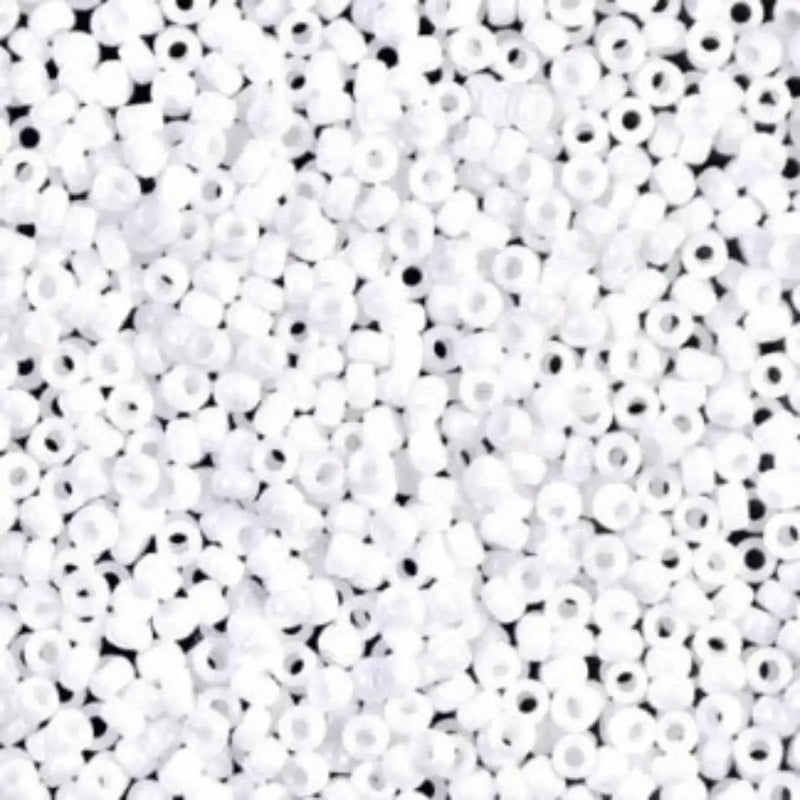 Miyuki 11/0 Seed Beads, 11-0402, Opaque White, 10g - The Argus Collection