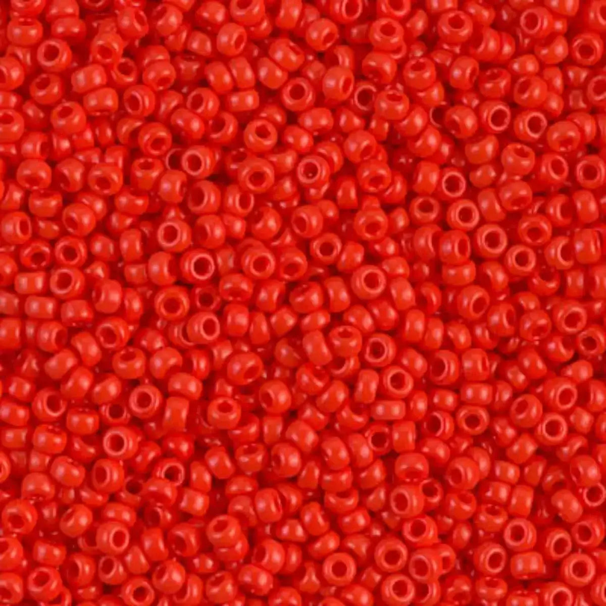 Miyuki 11/0 Seed Beads, 11-0407, Opaque Vermillion, 10g - The Argus Collection