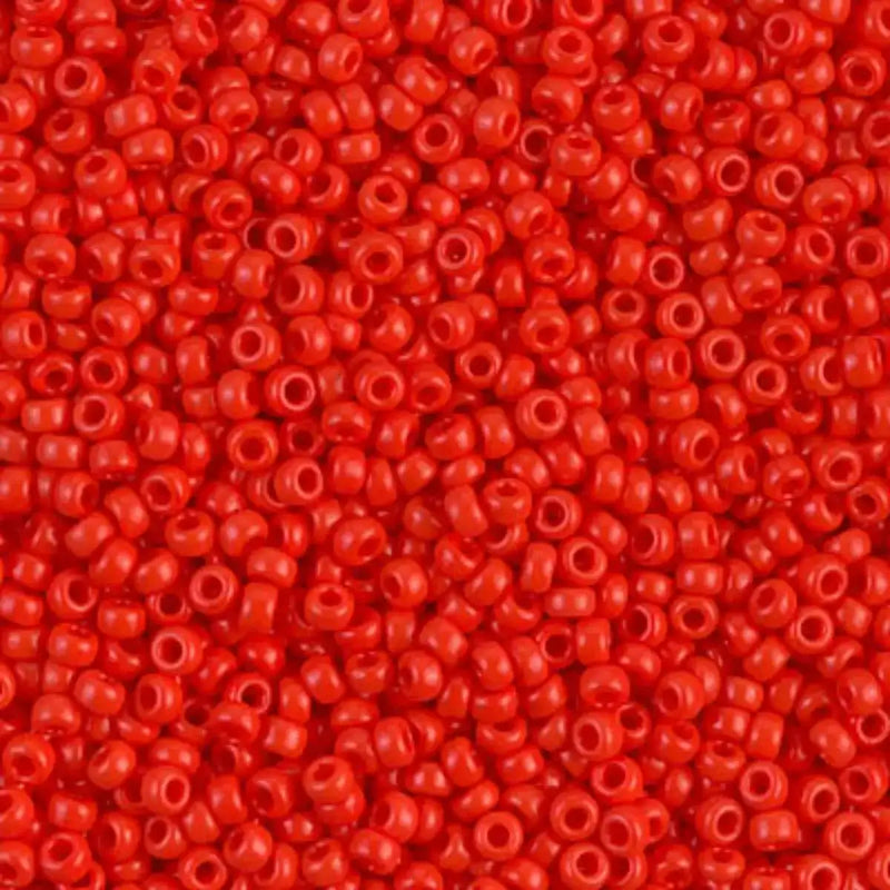 Miyuki 11/0 Seed Beads, 11-0407, Opaque Vermillion, 10g - The Argus Collection