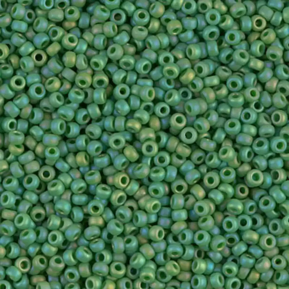Miyuki 11/0 Seed Beads, 11-0411FR, Matte Jade Green AB, 10g - The Argus Collection