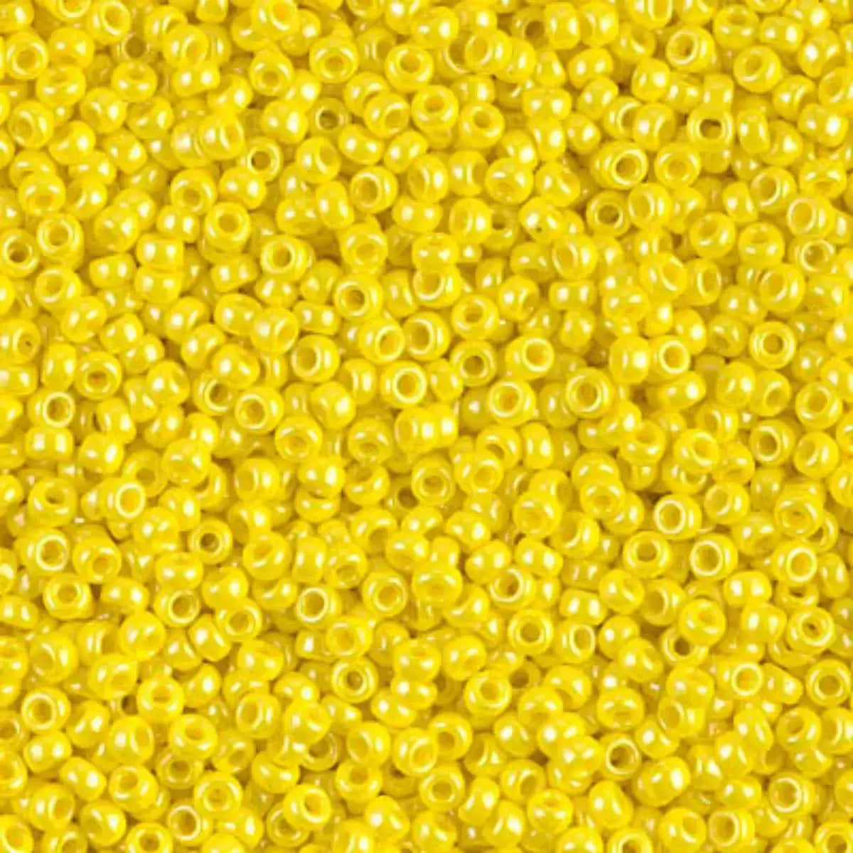 Miyuki 11/0 Seed Beads, 11-0422, Opaque Yellow Luster, 10g - The Argus Collection
