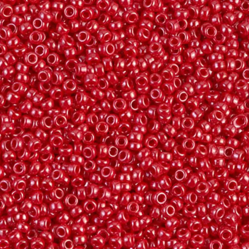 Miyuki 11/0 Seed Beads, 11-0426, Opaque Red Luster, 10g - The Argus Collection