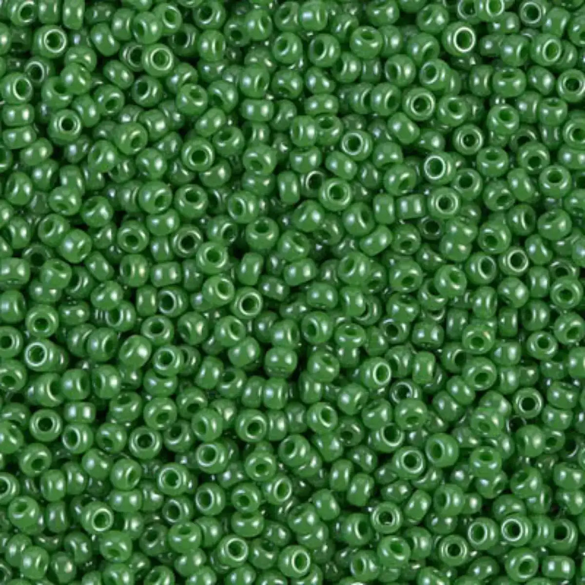 Miyuki 11/0 Seed Beads, 11-0431, Opaque Jade Green Luster, 10g - The Argus Collection