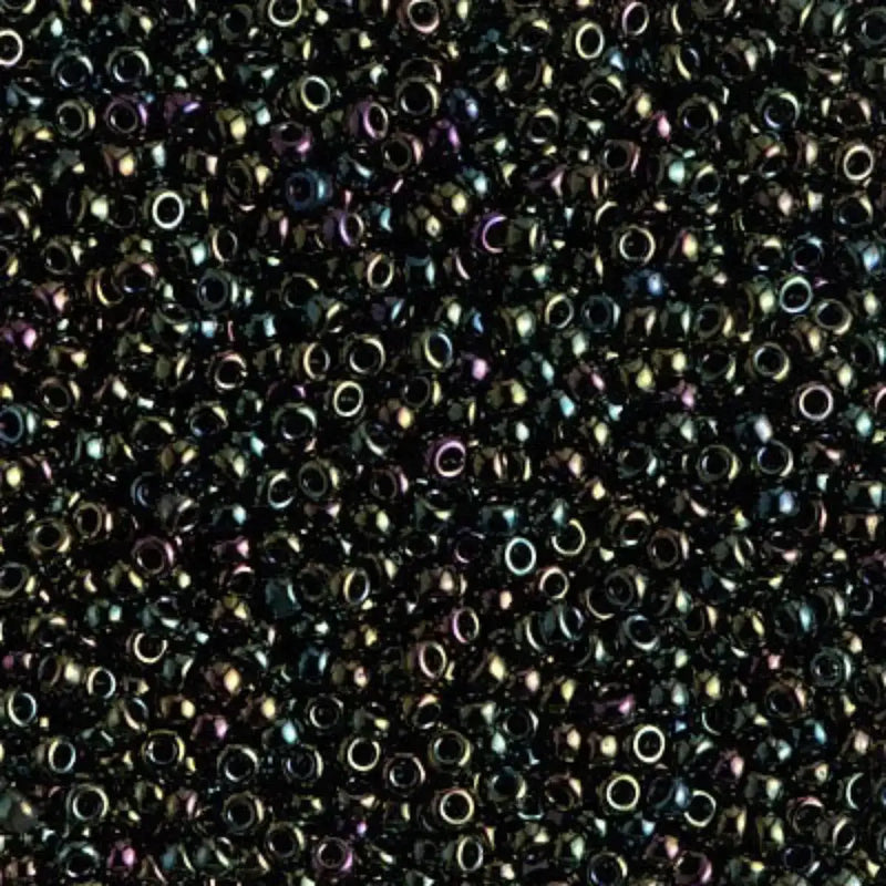 Miyuki 11/0 Seed Beads, 11-0453, Metallic Green Iris, 10g - The Argus Collection