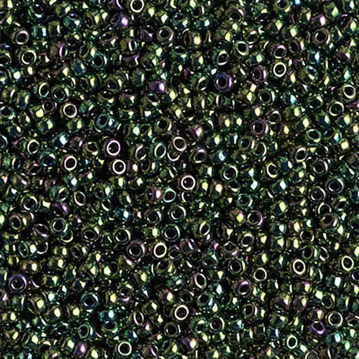Miyuki 11/0 Seed Beads, 11-0465, Metallic Dark Green Iris, 10g - The Argus Collection