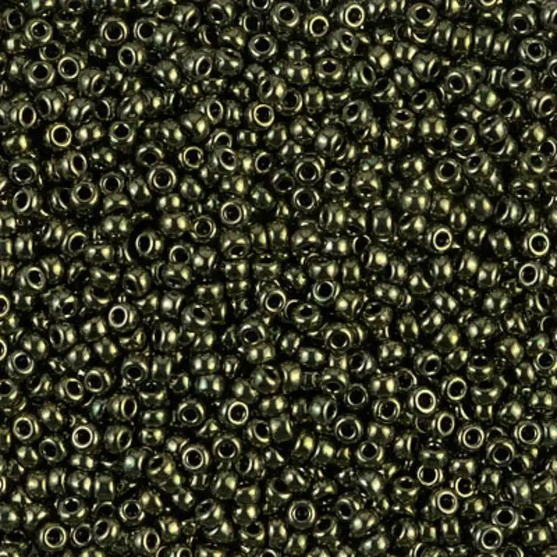 Miyuki 11/0 Seed Beads, 11-0459, Metallic Olive, 10g - The Argus Collection