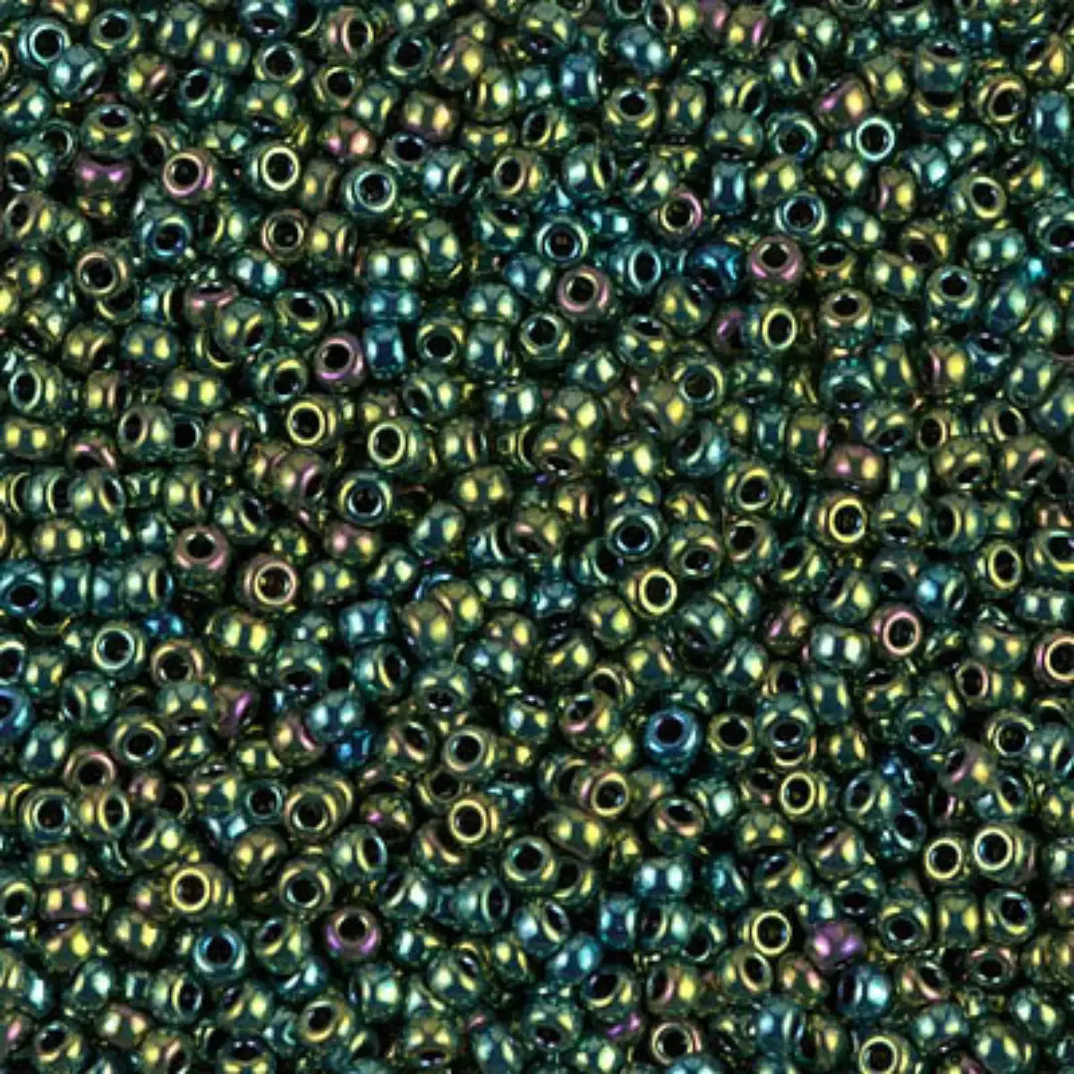 Miyuki 11/0 Seed Beads, 11-0468, Metallic Green Iris, 10g - The Argus Collection