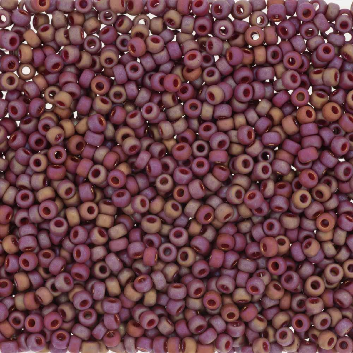 Miyuki 11/0 Seed Beads, 11-4696, Frosted Opaque Glazed Rainbow Dark Red, 10g