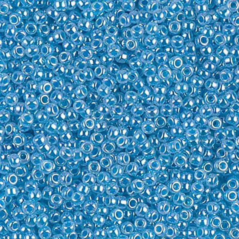 Miyuki 11/0 Seed Beads, 11-0537, Aqua Ceylon, 10g - The Argus Collection