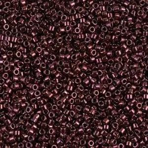 11/0 Delica Beads by Miyuki. Color DB0012  Raspberry Metallic - The Argus Collection