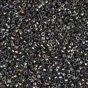 11/0 Delica Beads, DB0026 in Dark Steel Metallic Color - The Argus Collection