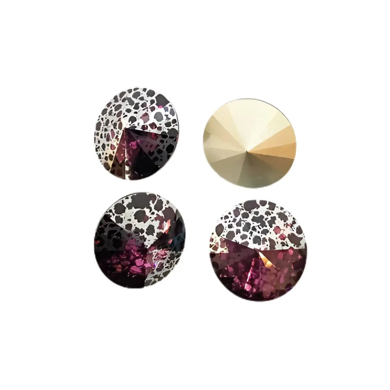 Brilliance Crystal Rivolis, 1122, 12mm, Amethyst Gold Patina - The Argus Collection
