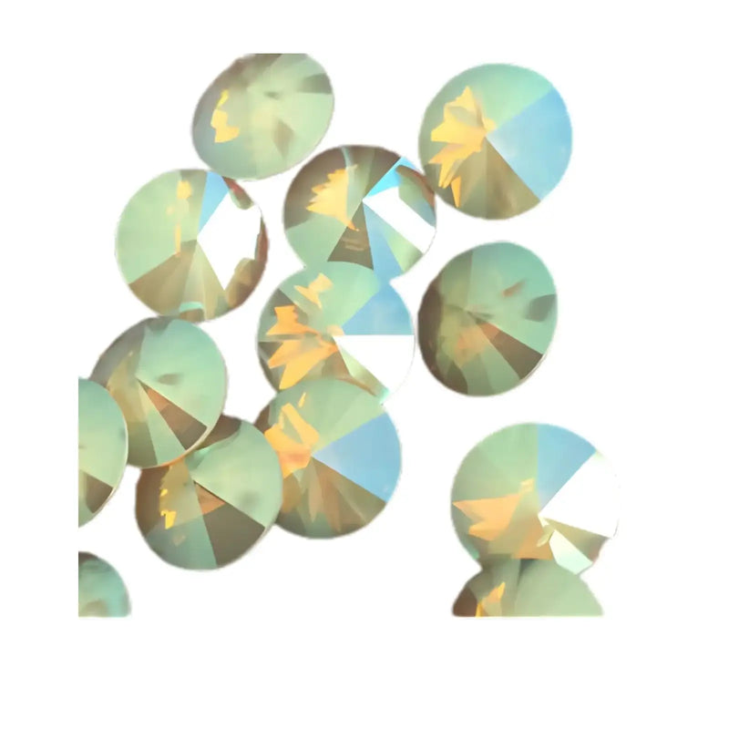 Brilliance Crystal Rivolis, 1122, 12mm, White Opal Verde - The Argus Collection