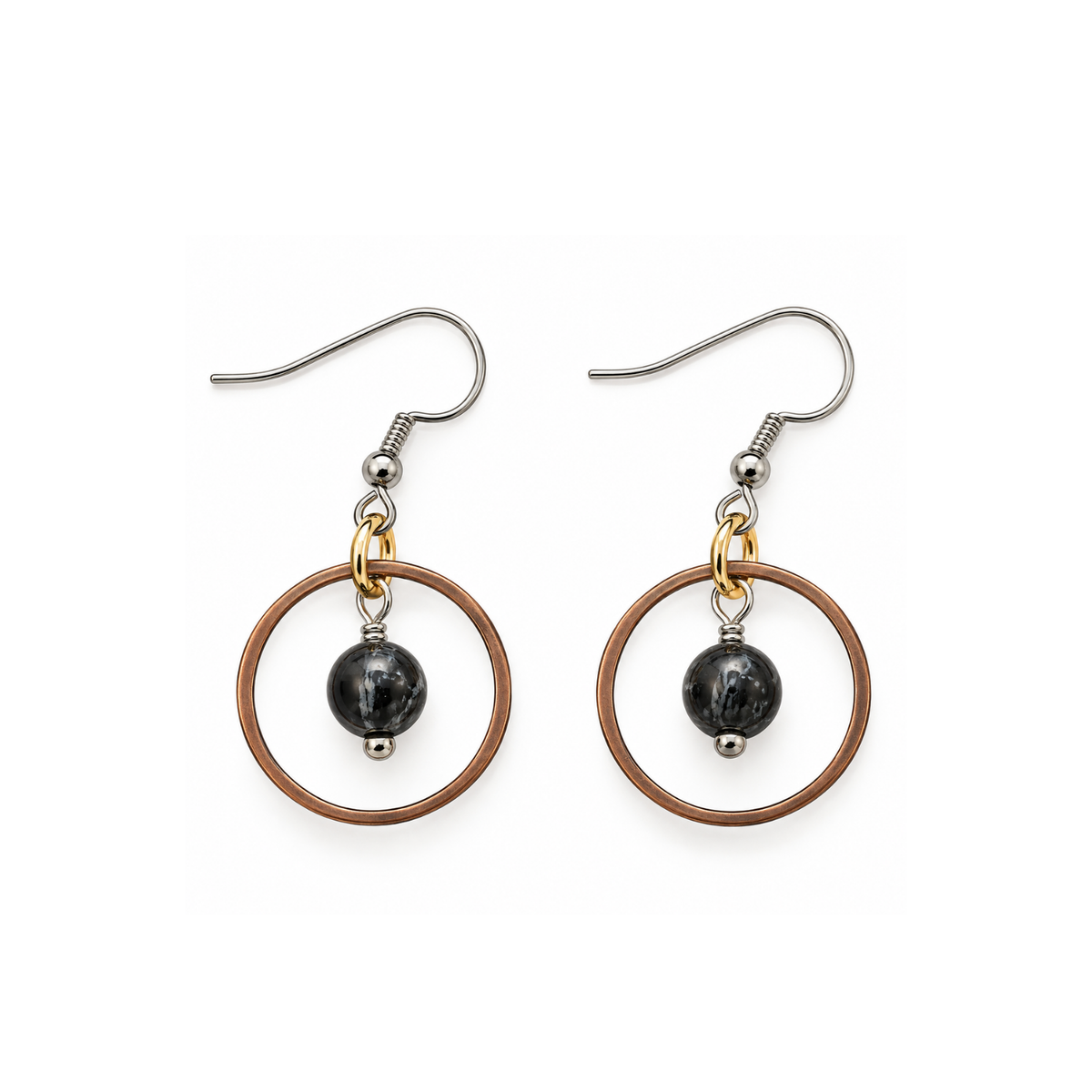 12mm circle connectors used in a pair of handmade beaded drop earrings.