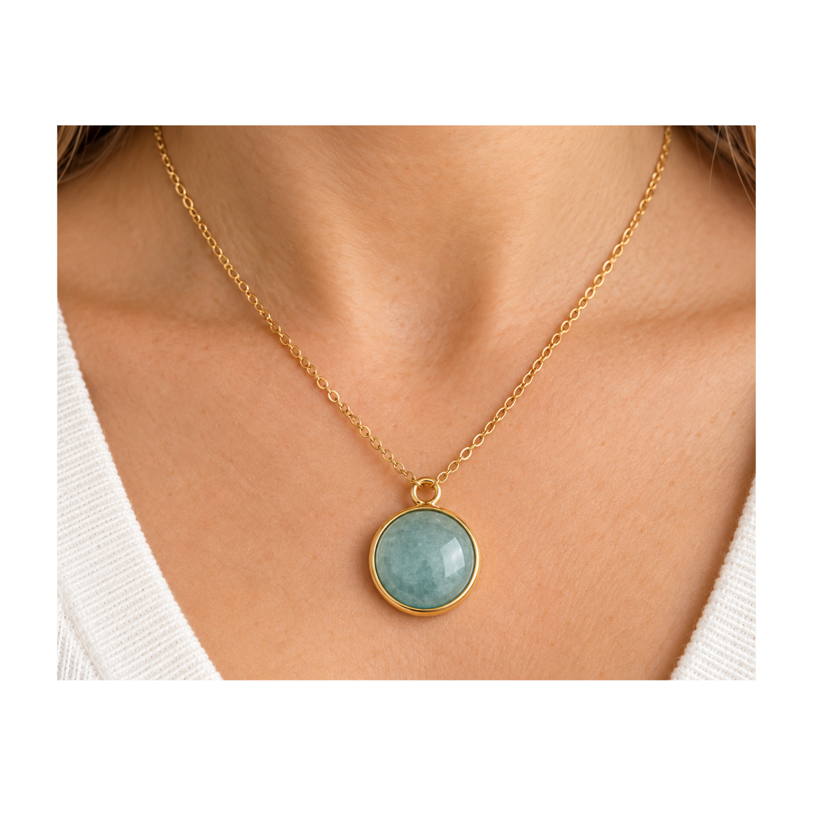 1. 14mm round cabochon setting pendant with cabochon shown on a necklace for inspiration