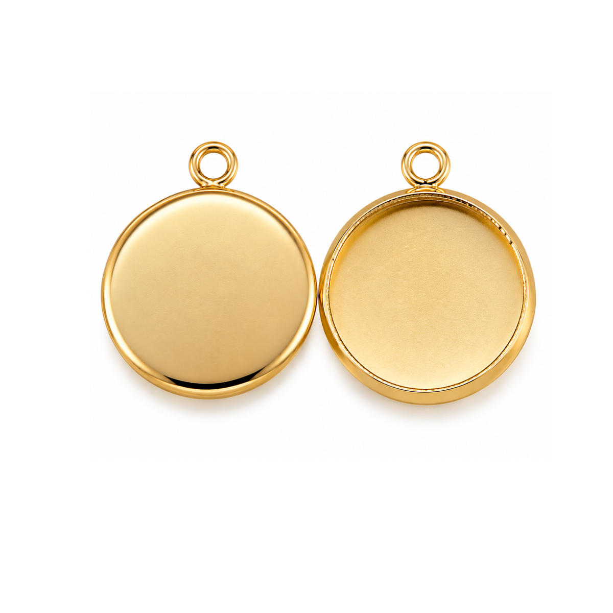 14mm gold round cabochon setting flatback bezel tray pendant