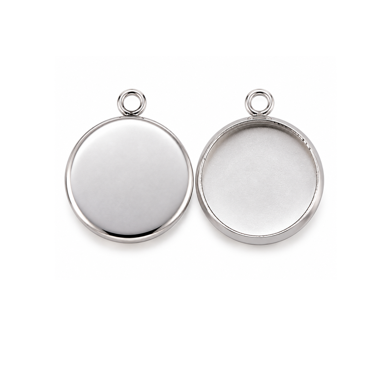 14mm sILVER round cabochon setting flatback bezel tray pendant