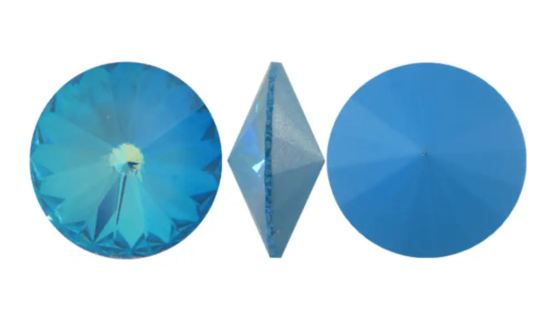 Brilliance Crystal Rivolis, 1122, 14mm, Ultra Blue AB - The Argus Collection