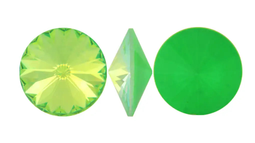 Brilliance Crystal Rivolis, 1122, 14mm, Ultra Lime AB - The Argus Collection