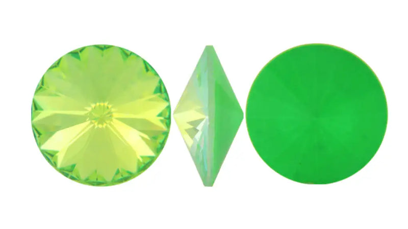 Brilliance Crystal Rivolis, 1122, 14mm, Ultra Lime AB - The Argus Collection