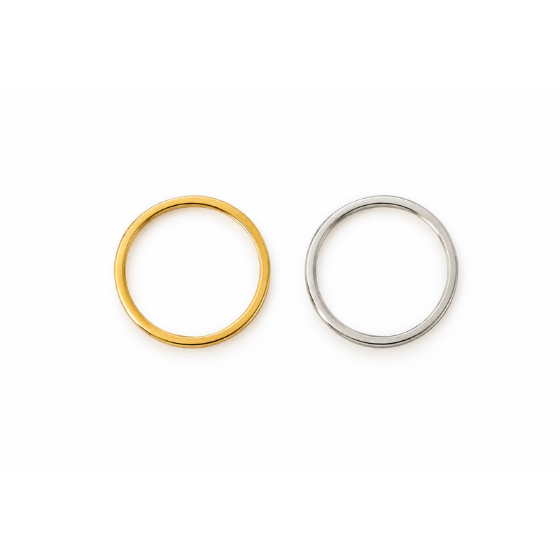 15mm circle connectors in Tarnish Resistant Gold and Stainless Steel finishes.