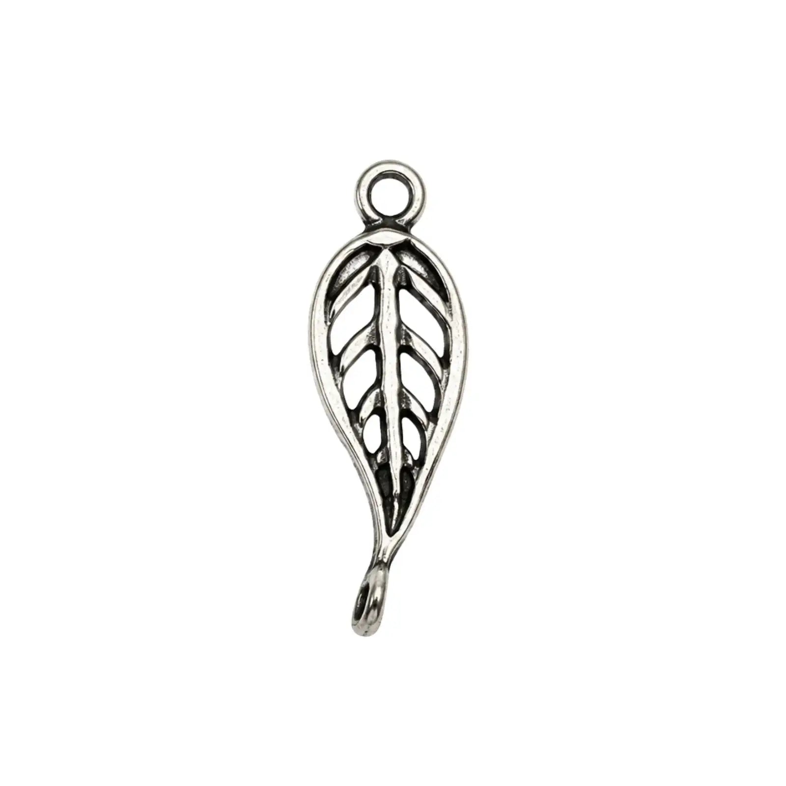 18mmLeafFiligreePewterLinkAntiqueSilver - The Argus Collection