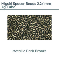 Miyuki Spacer Beads, 2.2x1mm, 7g Tube, Metallic Dark Bronze - The Argus Collection