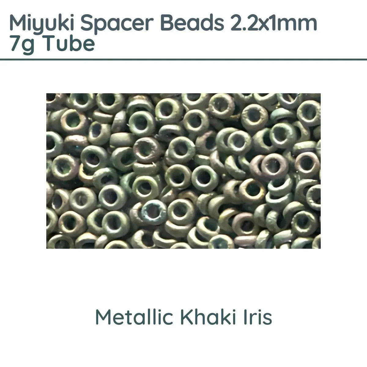 Miyuki Spacer Beads, 2.2x1mm, 7g Tube, Metallic Khaki Iris - The Argus Collection