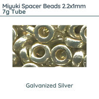 Miyuki Spacer Beads, 2.2x1mm, 7g Tube, Galvanized Silver - The Argus Collection