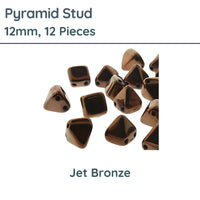 Pyramid Stud Beads, 12mm, Jet Bronze - The Argus Collection