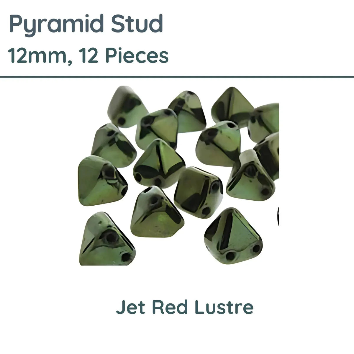 Pyramid Stud Beads, 12mm, Jet Red Lustre - The Argus Collection