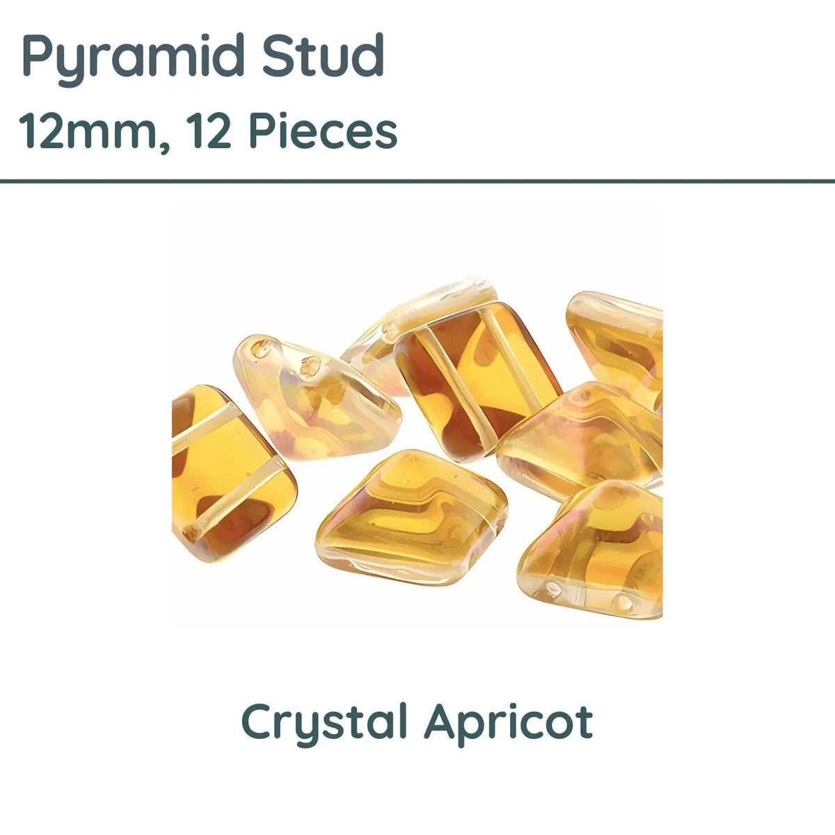 Pyramid Stud Beads, 12mm, Crystal Apricot - The Argus Collection