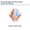 Preciosa Bicones/Rondelle, 3mm, Rose Peach AB - The Argus Collection