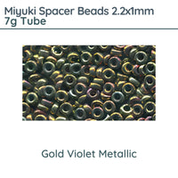 Miyuki Spacer Beads, 2.2x1mm, 7g Tube, Gold Violet Metallic - The Argus Collection